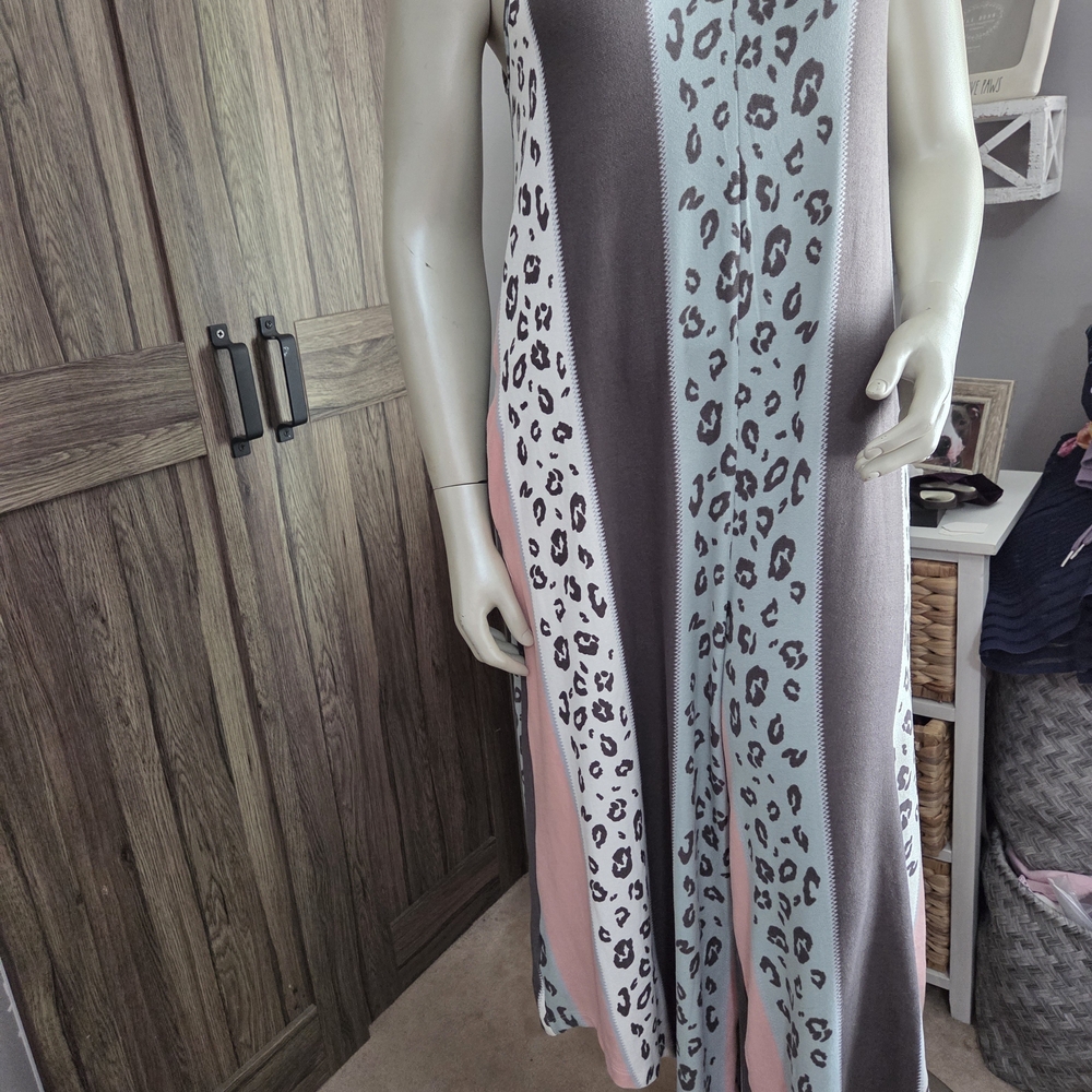 ODDY Animal Print Jumpsuit - Pink, Gray, and White